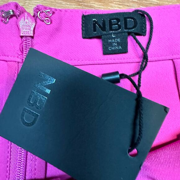 NBD Pink Wide Leg Dress Pants LARGE Magenta High Waist Trouser Designer $178 NEW - Picture 7 of 10